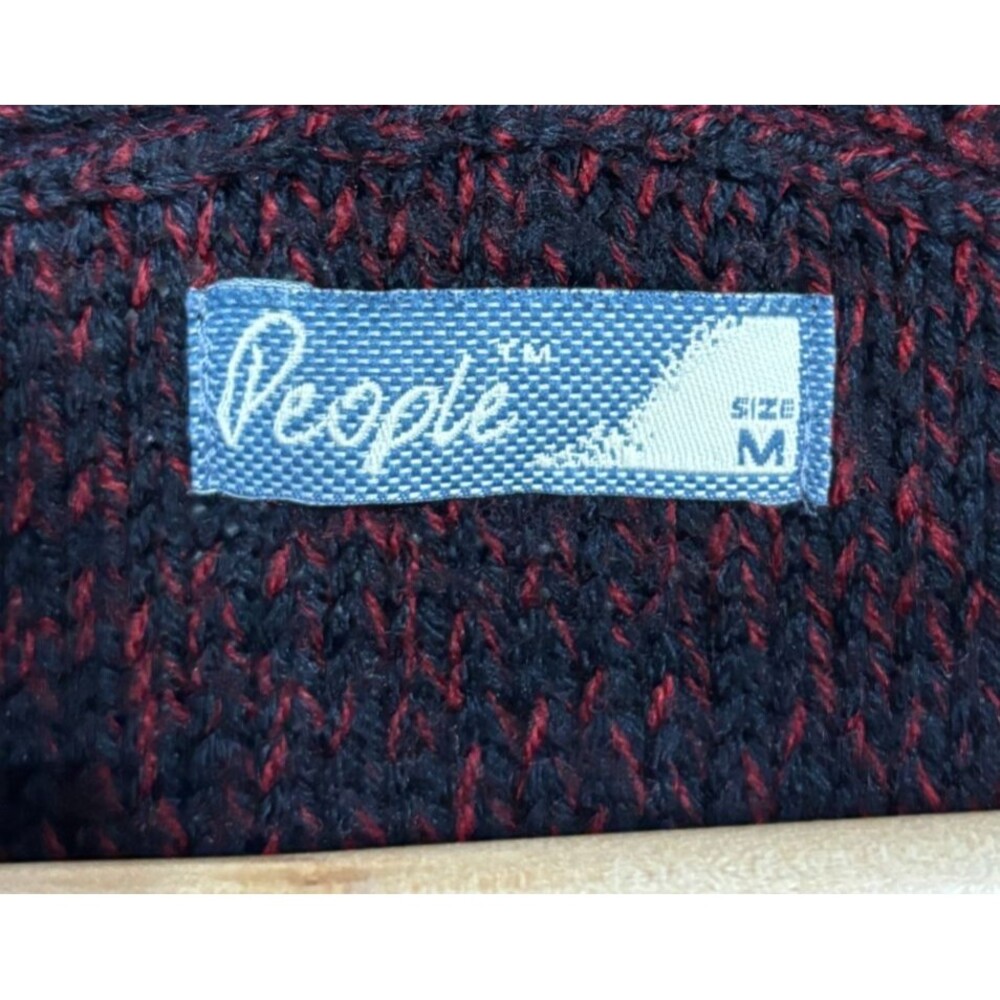People Womens Cardigan Sweater Marled Red Navy Vtg Y2K‎ Preppy Academia Sz M - Picture 5 of 10